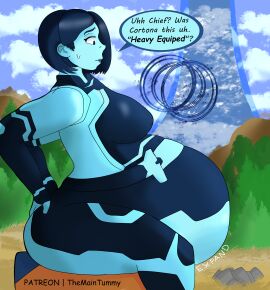 1girls belly_expansion female female_only halo_(series) inflation joyeuse the_weapon_(halo_infinite) weight_gain