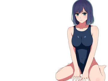 1girls bare_arms bare_legs bare_shoulders bare_skin bare_thighs barefoot belly belly_button black_swimsuit black_swimwear blue-eyed_female blue-haired_female blue_eyes blue_hair blush breasts collarbone feet female female_focus female_only fingernails fingers full_body groin hair_between_eyes hands_on_floor hourglass_figure knees kurokawa_akane legs light-skinned_female light_skin looking_at_viewer m_legs medium_breasts navel oshi_no_ko school_swimsuit shiny_skin short_hair shoulders simple_background simple_shading sitting sitting_on_floor sitting_on_knees slender_body slender_waist slim_female slim_waist soles solo student swimsuit swimwear teenager thighs thin_waist toes user_hdsm2884 v-line white_background