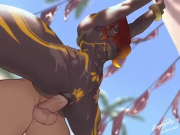 1080p 1boy 1girls 2d abs against_wall animated artist_signature athletic_female balls big_breasts body_markings bracelet breasts closed_eyes commission coughytoffee dark-skinned_female dark_skin detailed_background ebony ebony_female face_markings female from_behind ginger_hair hands_on_another's_hips hi_res human interracial light-skinned_male light_skin low-angle_view male muscular muscular_female nipples nude nude_female nude_male original original_character penetration penis pussy sex short_playtime sky standing_sex straight tagme testicles two-tone_hair unseen_male_face vaginal_penetration video