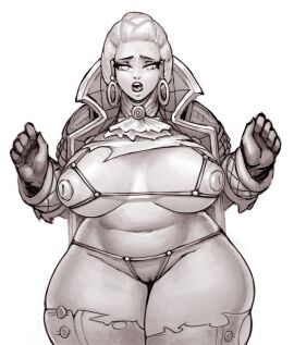 1girls 2d blizzard_entertainment breasts chubby demimond23 female huge_breasts human human_(world_of_warcraft) katherine_proudmoore monochrome solo thick_thighs venus_body warcraft wide_hips world_of_warcraft wow