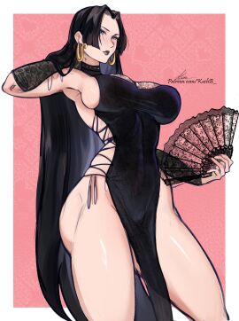 1girls ass black-haired_female black_hair boa_hancock breasts female female_focus female_only kushb large_ass large_breasts light-skinned_female light_skin looking_at_viewer one_piece solo thick_thighs thighs wide_hips