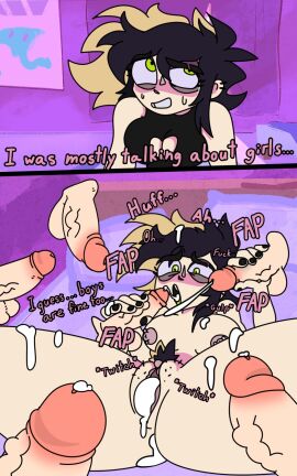 1girls 2d accurate_art_style big_penis bisexual bukkake clitoris comic cum_in_pussy female hairy_pussy instant_loss instant_loss_2koma kittensneeze male nipple_piercing nipples nude nude_female orientation_play penis piercing pubic_hair pubic_stubble pussy tectec text uncensored youtube