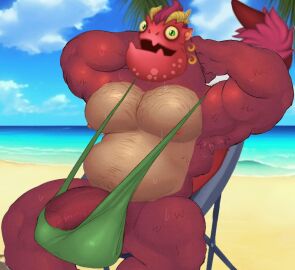 banana_hammock bara beach big_blue_bubble buff bulge carillong chilling dragon edit fadokarlos flaccid fleshformomo green_mankini male male_only mankini msm muscular my_singing_buff_or_bara_monsters my_singing_monsters penis penis_exposed_on_mankini seasonal_shanty sitting_on_chair solo solo_male yaoi