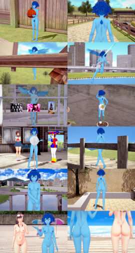 3d 4girls ass barefoot beach blue_hair blue_skin blue_skinned_female breasts cartoon_network casual censored_to_uncensored clothed_female_nude_female completely_nude crossover ema_skye female female_only fence flower glitch_productions gyakuten_saiban human koikatsu lapis_lazuli_(steven_universe) multiple_females multiple_girls navel nipples nude nude_female nudist pale_skin pomni_(the_amazing_digital_circus) poster public pumpkin pussy retropunch sakura_kasugano school_uniform short_hair steven_universe street street_fighter sunglasses_on_head the_amazing_digital_circus