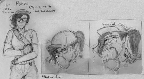 2025 clothed_sex deepthroat fellatio female gagging hat irrumatio onomatopoeia original_character phazon_slut polaris_(phazon_slut) sketch sunglasses transfem