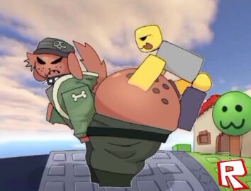 2boys :3 annoyed annoyed_expression blue_body brown_body brown_fur canine collar cum cum_inside detailed_background dog_ears dog_tail donut_anus freckles_on_ass gay gay_anal gay_male gay_sex green_bottomwear green_clothing green_topwear grey_body guhg_kemon hat hi_res hyper_ass hyper_balls hyper_butt hyper_penis multicolored_body multiple_boys puffy_anus roblox roblox_avatar robloxian silly silly_face sound sound_effects spiked_collar tagme video yellow_body