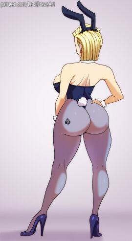1girls 2d 2d_(artwork) 2d_artwork android_18 artist_name ass ass_tattoo back back_view backboob black_high_heels blonde blonde-haired_female blonde_female blonde_hair breasts bunny_ears bunny_ears_headband bunny_girl bunny_tail bunnysuit cuckold dragon_ball dragon_ball_super dragon_ball_z earring earrings female female_focus female_only heels high_heels huge_ass interracial light-skinned_female light_skin lokidrawsart medium-haired_female medium_hair milf netorare ntr patreon_link patreon_logo playboy_bunny qos qos_tattoo queen_of_spades red_earring red_earrings short_hair sideboob tattoo thick thick_ass thick_butt thick_hips thick_thighs unseen_female_face wife
