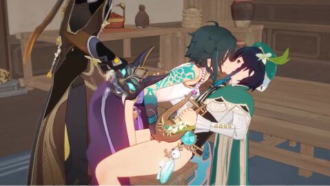 bottom_xiao doggy_style fast_thrusts femboy genshin_impact grab_penis grabbing_ass standing tagme threesome venti_(genshin_impact) video xiao_(genshin_impact) zho zhongli_(genshin_impact)