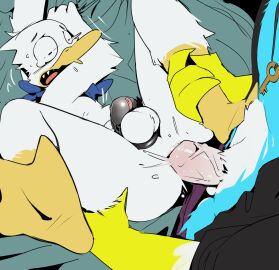 absurd_res anal anal_sex anatid anseriform anthro ass avian avian_feet avian_hands balls bareback beak bed belly bird black_clothing black_topwear black_vest blue_body blue_kerchief blue_neckerchief bottomwear bottomwear_down chastity_cage chastity_device chastity_key clothed clothing duck duo feet forced_anal from_front_position furniture furry_only gay gay_anal gay_domination gay_male gay_sex genitals grabbing_sheets hand_on_leg hi_res high-angle_view humanoid_genitalia humanoid_penis jewelry kerchief key key_necklace keyholding leg_grab legs_up lying male male/male male_penetrated male_penetrating male_penetrating_male metal_chastity_cage mostly_nude neckerchief necklace on_back on_bed open_clothing open_mouth open_topwear open_vest pants pants_down partially_clothed penetration penile penile_penetration penis penis_in_ass questionable_consent sex size_difference slim_male spread_legs spreading surprised_expression taylor_vee teary_eyes teeth three-quarter_view topwear twang underwear underwear_down vein veiny_penis vest white_belly white_body wide_eyed yaoi yellow_beak yellow_feet yellow_hand