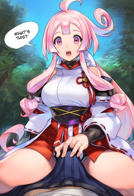 accidental_erection ai_generated another_eden erection_under_clothes medium_breasts novelai sazanca straddling thighs