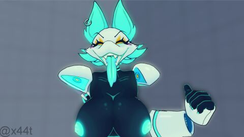 1girls breasts female female_focus female_only furry nipples tasque_manager_(cryptiacurves) tasque_manager_(deltarune) titties tongue tongue_out vrchat vrchat_avatar vrchat_media vrchat_model