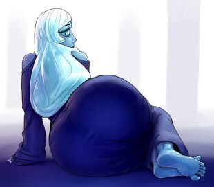 1girls ass barefoot big_ass big_butt blue_diamond_(steven_universe) blue_eyes blue_hair blue_skin cartoon_network diamond_authority fat_ass fat_butt feet female female_only fully_clothed gem_(species) huge_ass huge_butt keramagath looking_at_viewer looking_back looking_back_at_viewer milf soles solo steven_universe thick_ass thick_butt toes warner_bros warner_brothers