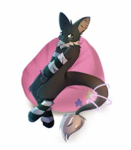 anthro bat black_body clothing foxpudding genitals hi_res legwear male mammal penis solo thigh_highs