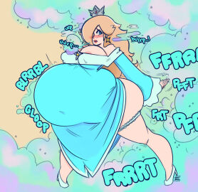 burp burp_cloud burp_fetish burping fart fart_cloud fart_fetish farting farts fat female hyper inflation mario_(series) obese obese_female princess_rosalina spherical_inflation super_mario_bros. vanboop