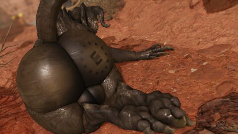 3d anthro ass backsack balls ballsack big_ass big_balls big_butt branded claws deathclaw enclaw_(willie_piv) fallout genitals hi_res horn huge_ass huge_butt looking_back male microsoft outside roblox scalie solo tail willie_piv yellow_eyes