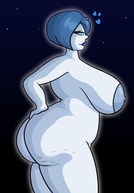 ass big_ass big_breasts blue_body breasts fat_ass female heart max1mus mesia_(max1mus) original original_character side_view sideboob thick_ass thick_thighs