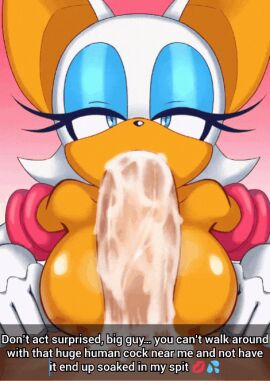 animated blowjob furry furry_female human_on_anthro humaned humaned_caption messy rouge_the_bat sloppy sloppy_blowjob tagme tagme_(artist) woolfy_thebitch