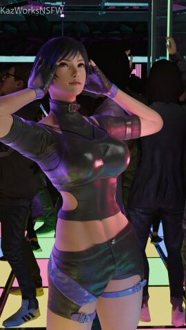 3d 3d_(artwork) 3d_background 3d_model 3d_render 8k abs big_breasts clothed club curvy curvy_female curvy_figure dance_floor female female_focus hi_res highres kazworksnsfw looking_at_viewer party pov pov_eye_contact pov_male reina_mishima strip_club tekken tekken_8