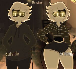 blushing bulge casual embarrassed femboy femboy_only inside meme murder_drone murder_drones n_(murder_drones) outside robot robot_boy robot_femboy samkvevo secretly_gay small_bulge sweater tail thick_as_fuck yellow_eyes