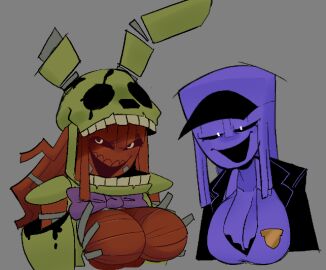 2girls big_breasts five_nights_at_freddy's five_nights_at_freddy's_3 rule_63 springtrap_(fnaf) sqwunx_(artist) tagme thirst-trap_(sqwunx) wendy_afton wendy_afton_(sqwunx_design) william_afton