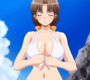 animated bikini breasts female flashing flashing_breasts moroboshi_kyouko solo sweet_home