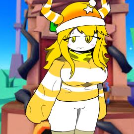 1girls 2d 2d_(artwork) 2d_artwork 3d_background acebrew blush bottomless female hat pussy roblox roblox_avatar roblox_background robloxian self_upload shy straight_face sweat tagme thighhighs thighs white_skin white_stripes yellow_eyes yellow_hair yellow_sweater