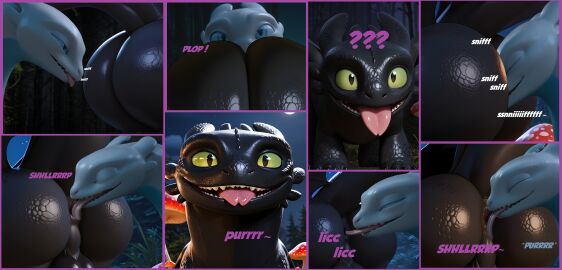ai_generated ass butt_sniffing how_to_train_your_dragon male/female night_fury nubless rimming toothless