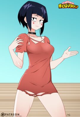 black_hair choker female female_only kyoka_jiro my_hero_academia purple-haired_female purple_hair tagme tattered_clothing