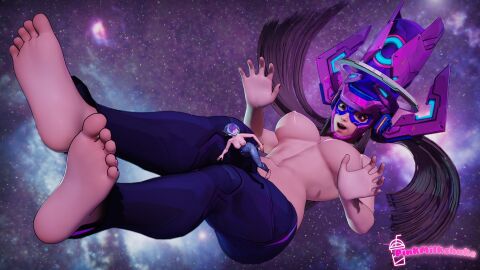 3d background bigger_female breasts breasts_out feet feet_focus female female_only foot_fetish foot_focus galacta galacta_(marvel_rivals) galaxy giant_breasts giantess headgear helmet huge_breasts juno_(overwatch) marvel marvel_comics marvel_rivals overwatch overwatch_2 overwatch_league p1nkmilkshake pinkmilkshake size_difference smaller_female soles space space_helmet tagme yoga_pants