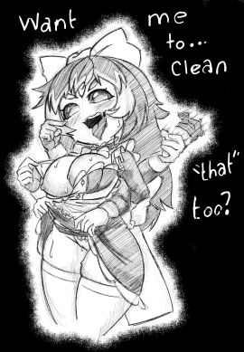 1girls 5_eyes 6_arms areola blush breasts creepi_(vtuber) discorded-joker english_text female handjob_gesture huge_breasts indie_virtual_youtuber maid monochrome monster_girl multi_arm multi_eye multi_limb nipple open_mouth solo spider_eyes spider_girl suggestive_gesture sweat talking_to_viewer text tongue tongue_out virtual_youtuber