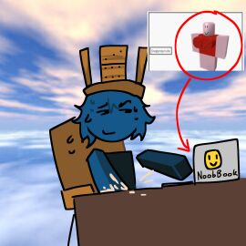 blocky_body blue_skin cum fleskhjerta joke_art laptop masturbation roblox roblox_avatar robloxian satire tagme