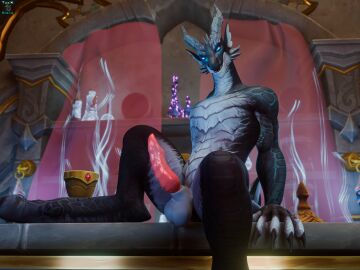 3d anthro balls blizzard_entertainment claws digital_media_(artwork) dracthyr dracthyr_male dragon european_mythology genitals hi_res horn looking_at_viewer male male_only multicolored_body mythological_creature mythological_scalie mythology nude penis ridelag_(toxik_enzis) scalie solo solo_male text toxik_enzis warcraft western_dragon white_body world_of_warcraft