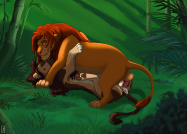 anal anal_sex anus ass balls bodily_fluids cum cum_in_ass cum_inside digital_drawing_(artwork) digital_media_(artwork) digitigrade disney duo erection feet felid feral feral_on_feral feral_penetrated feral_penetrating feral_penetrating_feral forest fur genital_fluids genitals grass hair lion looking_pleasured lying male male/male male_penetrated male_penetrating male_penetrating_male mammal max_(deltax3) on_back open_mouth orgasm orgasm_face outside pantherine pawpads penetration penile penile_penetration penis plant priestofjashin sex simba_(the_lion_king) simple_background smile tail the_lion_king toes tree