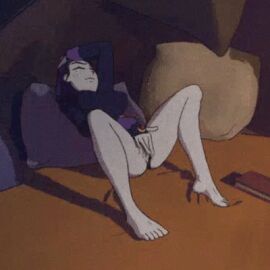 1girls barefoot bed eyes_closed feet female female_masturbation female_only fingering fingering_pussy fingering_self leotard leotard_aside masturbation on_bed pussy queencomplex raven_(dc) teen_titans