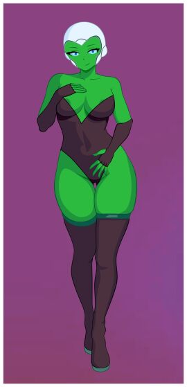 1girls 2d android aya_(green_lantern) dc dc_comics female green_lantern green_lantern:_the_animated_series green_lantern_(series) green_lantern_corps green_skin looking_at_viewer mcarthur1010 robot solo solo_female woomy1010