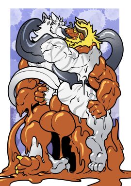 anthro balls beard belly big_balls big_penis claws cock cum dick elbow_tuft furry fusion gay goo_creature hair happy_trail head_tuft homosexual hyper hyper_balls hyper_penis kissing male male/male male_only male_penetrating mane merging muscles muscular muscular_male orange_body penetration penis pubes pubic_hair semen sequence sex slime stripes tail tentacle testicles tongue tongue_kiss tongue_out trencalos vein veiny_penis white_body