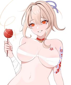 1girls adult adult_female almost_naked almost_nude arm_tattoo bare_arms bare_belly bare_breasts bare_chest bare_hands bare_hips bare_midriff bare_navel bare_shoulders bare_skin bare_tits bare_torso belly belly_button blonde-haired_female blonde_eyebrows blonde_female blonde_hair blue_hair_ribbon blue_ribbon blue_tattoo breasts busty busty_female caramel_apple choker cleavage closed_mouth_smile collar collarbone dot_nose elbows exposed exposed_arms exposed_belly exposed_breasts exposed_midriff exposed_shoulders exposed_tits exposed_torso female female_focus female_only fingernails fingers genshin_impact hair_between_eyes hair_ribbon head_tilt high_resolution highres kagara large_breasts lean_figure light-skinned_female light_skin lips long_hair looking_at_viewer mature_female nail_polish nails navel orange-eyed_female orange_eyes parted_lips pink_fingernails pink_nail_polish pink_nails pointy_chin red_choker red_collar red_tattoo ribbon shoulders sidelocks simple_background slender_body slender_waist slim_female slim_waist smile smiley_face smiling smiling_at_viewer smirk solo standing tattoo thin_waist tilted_head upper_body white_background wide_hips yoimiya_(genshin_impact)