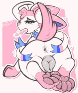 1girls animal_genitalia animal_pussy anus ass canine_genitalia canine_pussy eeveelution female female_only feral genitals llametsul nintendo open_mouth pawpads paws perineum pokemon pokemon_(species) pokémon_(species) pussy raised_tail solo sylveon tail white_pussy