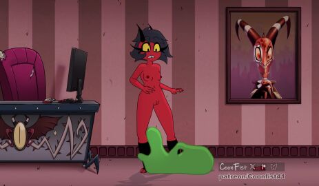 belly_expansion belly_inflation coonfist demon_girl demon_horns helluva_boss inflation inflation_fetish lecheryamoreva millie_(helluva_boss) opennsfwsp slime_inflation slime_monster tagme video