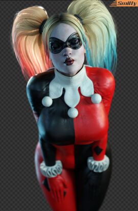 1girls 3d 3d_(artwork) artist_name batman:_arkham_knight batman_(series) big_breasts bodysuit breasts busty curvaceous curvy curvy_figure dc dc_comics eye_mask eyes_closed female female_only harley_quinn harley_quinn_(classic) harley_quinn_(injustice) hourglass_figure huge_breasts injustice_2 kissing large_breasts long_hair multicolored_hair slim_waist smitty34 solo thick thick_hips thick_thighs twintails villain villainess voluptuous voluptuous_female wide_hips wide_thighs