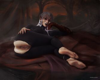 1girls anklet anus arm_blade ass ass_spread asshole bed bedroom bedroom_eyes berseriamakesart bodystocking bodysuit child_bearing_hips curvaceous curvaceous_ass curvaceous_body curvaceous_female curvaceous_figure curvaceous_hips curvaceous_thighs curvy curvy_body curvy_female curvy_figure curvy_hips curvy_thighs darker_vagina eldar elf elf_ears elf_female eyeliner eyeshadow facepaint feet female female_focus female_only fingernail_polish functionally_nude functionally_nude_female gray_fingernails gray_lips gray_lipstick grey_fingernails grey_lips grey_lipstick laying_down laying_on_side light-skinned_female light_skin lipstick looking_at_viewer presenting_pussy pussy pussy_juice red_earrings ripped_bodysuit ripped_clothing ripped_tights seducing seduction seductive seductive_body seductive_eyes seductive_gaze seductive_look seductive_mouth seductive_pose seductive_smile single_glove solo solo_female solo_focus spread_pussy spread_vagina thick thick_hips thick_legs toes vagina vaginal_fluids waifu warhammer_(franchise) warhammer_40k white_eyes white_hair ynnari yvraine