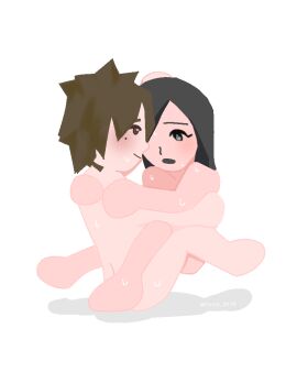 1boy 1girls after_sex bed black_eyes blush brown_hair caressing completely_nude couple cowgirl_position cute dot_eyes feet female full_body hand_on_another happy happy_sex headpat heavy_breathing looking_at_another male mii mob_face mole nintendo nude nude_female nude_male pussy sex sitting smile solid_circle_eyes spiky_hair spread_legs straddling sweat upright_straddle vaginal_penetration wavy_eyes white_background