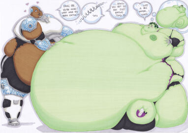 beast_boy big_belly cyborg_(dc) hyper_belly male male_only prisonsuit-rabbitman ssbhm teen_titans what