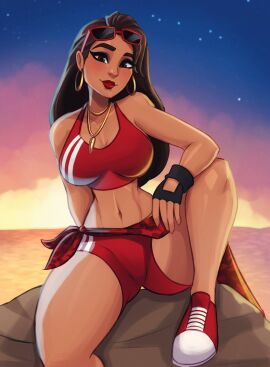 ass beach boardwalk_ruby_(fortnite) breasts female fortnite half_naked magaska19 ruby_(fortnite) shoes swimsuit thick_ass thick_thighs