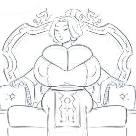 1girls asian big_breasts breasts chinese clothed clothed_female dragon_dynasty earrings empress female female_focus female_only giant_breasts huge_breasts milf mother nipple_bulge no_color samson_00 sitting sitting_on_throne sketch solo solo_female solo_focus throne throne_room tied_hair wu_(samson)