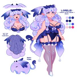 1girls 2024 baku breasts chubby chubby_female constellor curly_hair curvy curvy_female curvy_figure cute dream_eater female large_breasts lingerie lorelei_(constellor) original original_character purple_hair reference reference_image reference_sheet smile smiling sparkles stockings thick_thighs veil wavy_hair white_background