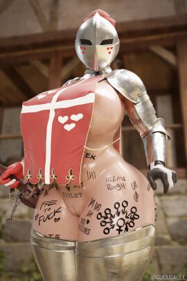 1girls 3d alternate_version_available armor armour big_breasts body_writing breasts female guidugalle guimontag helmet huge_breasts kardia_of_rhodes knight light-skinned_female light_skin masked pussy thick_thighs voluptuous