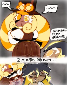 2024 2girls :d after_oral artist_request ass ass_focus bangs before_and_after black_hair blush blush_lines blushing capitanazo576 clothed clothing cookie_run cookie_run_kingdom cookie_run_ovenbreak dialogue eyewear female female_only flat_chest goddess happy hi_res laying_down laying_on_back lightning_bolt long_hair looking_at_another looking_back looking_pleasured lying lying_on_back meme missionary_position multicolored_hair napkin nude oral orange_hair presenting presenting_hindquarters pussy pussy_eating pussy_juice pussy_juice_drip saliva shaded smile smiling spanish_text spread_legs spread_pussy spreading standing stormbringer_cookie sweat sweatdrop timekeeper_cookie tongue tongue_out torn_clothes torn_clothing torn_legwear torn_pants vagina very_long_hair yellow_eyes yellow_hair yellow_highlights yuri