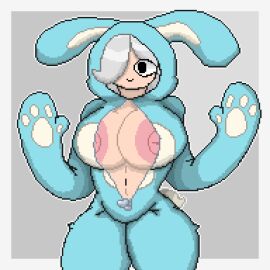 big_breasts brawl_stars breasts colette_(brawl_stars) female female_only nipples pillow_shading pink_nipples pixel_art pumpkinz6 solo white_hair