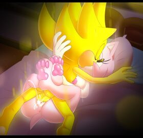 amy_rose anthro anthro_penetrated anthro_penetrating anus apinkgrape ass balls bed black_bars bodily_fluids breasts closed_eyes cum cum_in_vagina cum_inside duo eulipotyphlan female female_penetrated fur furniture genital_fluids genitals hedgehog hi_res inside kissing letterbox male male/female male_penetrating male_penetrating_female mammal nipples nude on_bed penetration penis pink_body pink_fur pussy romantic_sex sega sex sonic_(series) sonic_the_hedgehog sonic_the_hedgehog_(series) super_sonic tail wholesome_sex yellow_body yellow_fur